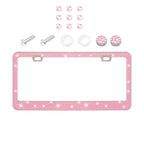Bling Crystal License Plate Frame Luxury Car Frame Plate with Button Diamond Car License Plate Frame Cover for Women-2 Pack