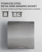 Fireproof 13A Wall Outlet 8mm Stainless Steel UK/EU/US/FR Universal Power Socket Single/Double Gang DIY