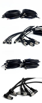 2m M8 Sensor Connector Cable, Straight & Right Angle Options, Male/Female, 3/4/5/6/8 Pin, Waterproof Molded Plug for Industry