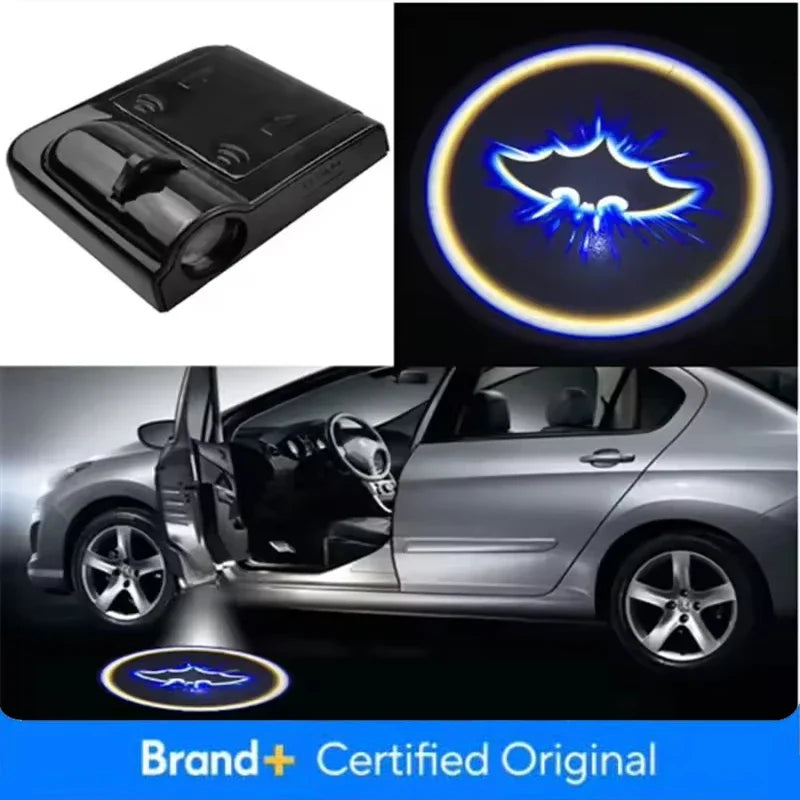 2PCS Car Door Light Welcome Lamp Wireless Projector Auto Decoration HD LED For Bat Logo Auto Accessories Amagi