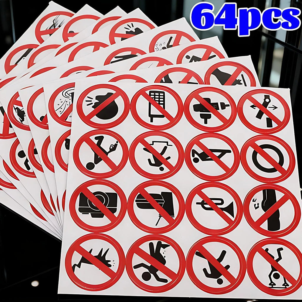 64Pcs Funny No Sign Car Sticker Pack Graffiti Vinyl Decal for JDM Moto Helmet Laptop Skateboard Waterproof Luggage Decor Bumper