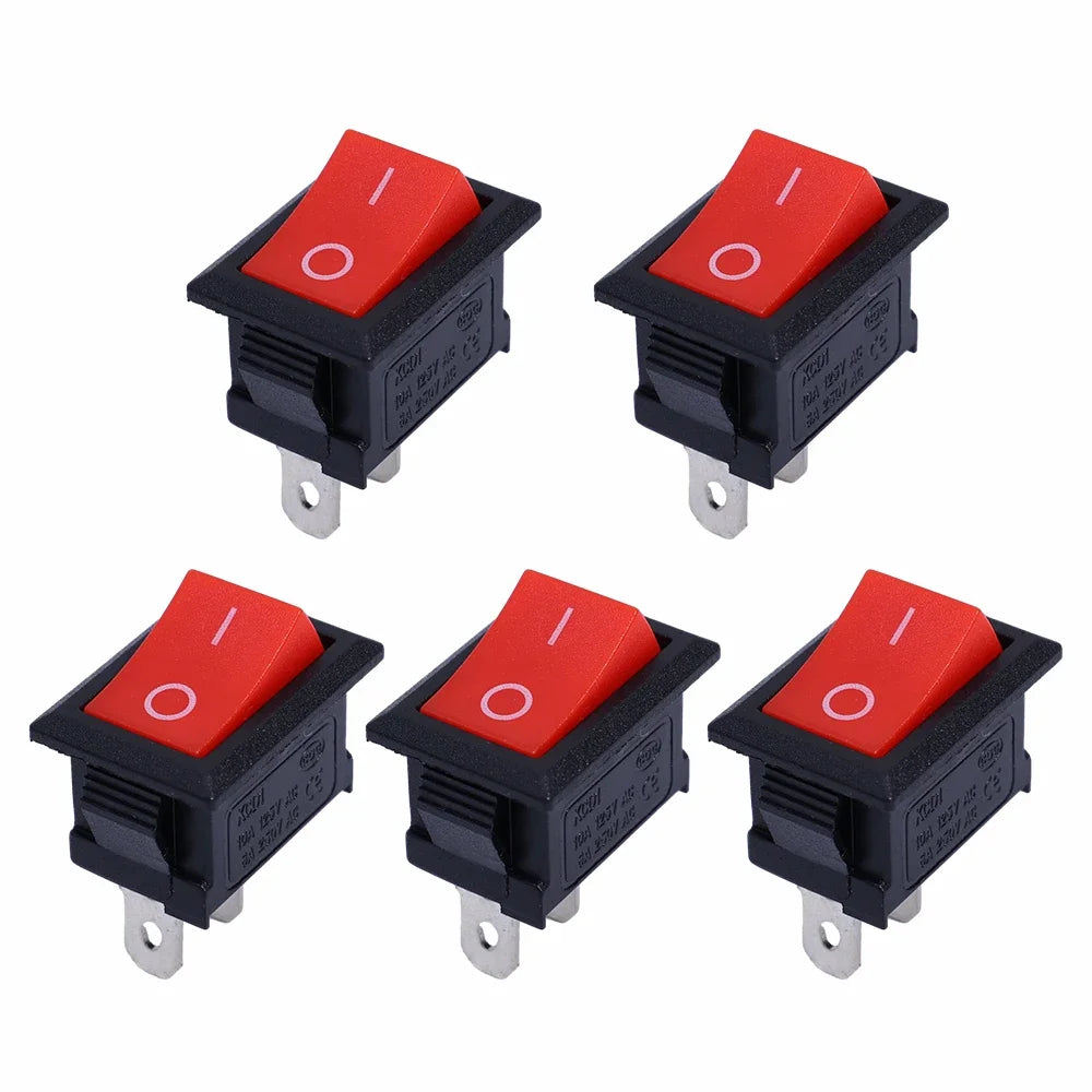 Push Button Switch 21x15mm SPST 2Pin 6A 250V KCD11 Snap-in on/Off Rocker Switch 21MM*15MM Black Red and White 10/5Pcs