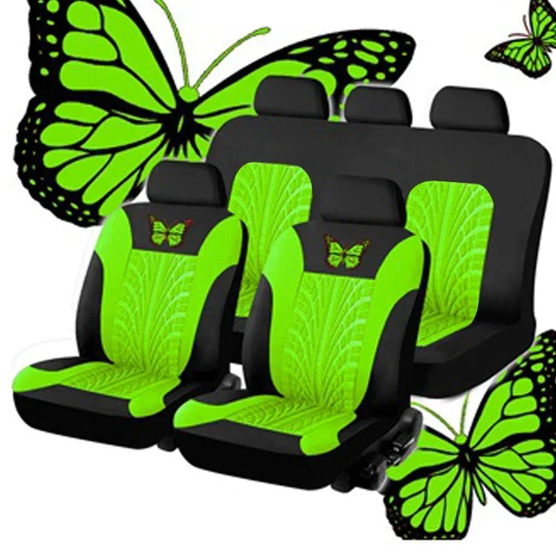 Car Seat Covers Set Universal Fit Most Cars with Butterfly pattern Tire Track Detail Styling Protector covers for the car