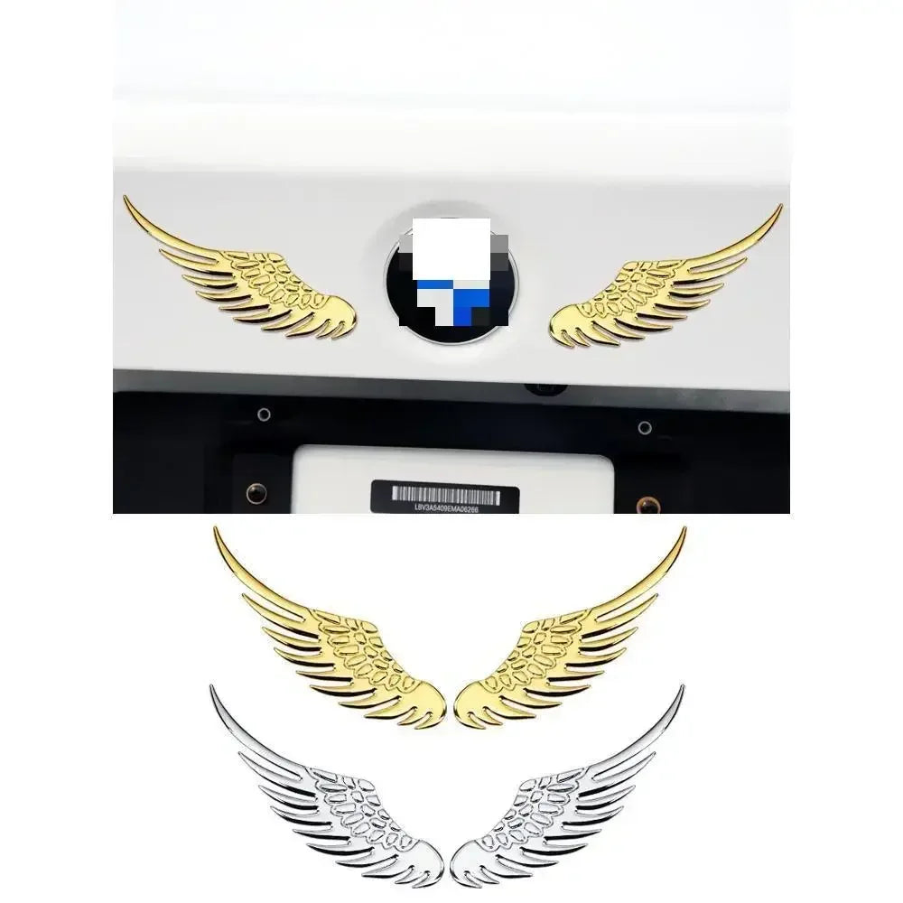Car Decorative Wings, Three-dimensional Angel Wings Tail Stickers Metal Car Logo Personalized Decorative Car Stickers Amagi