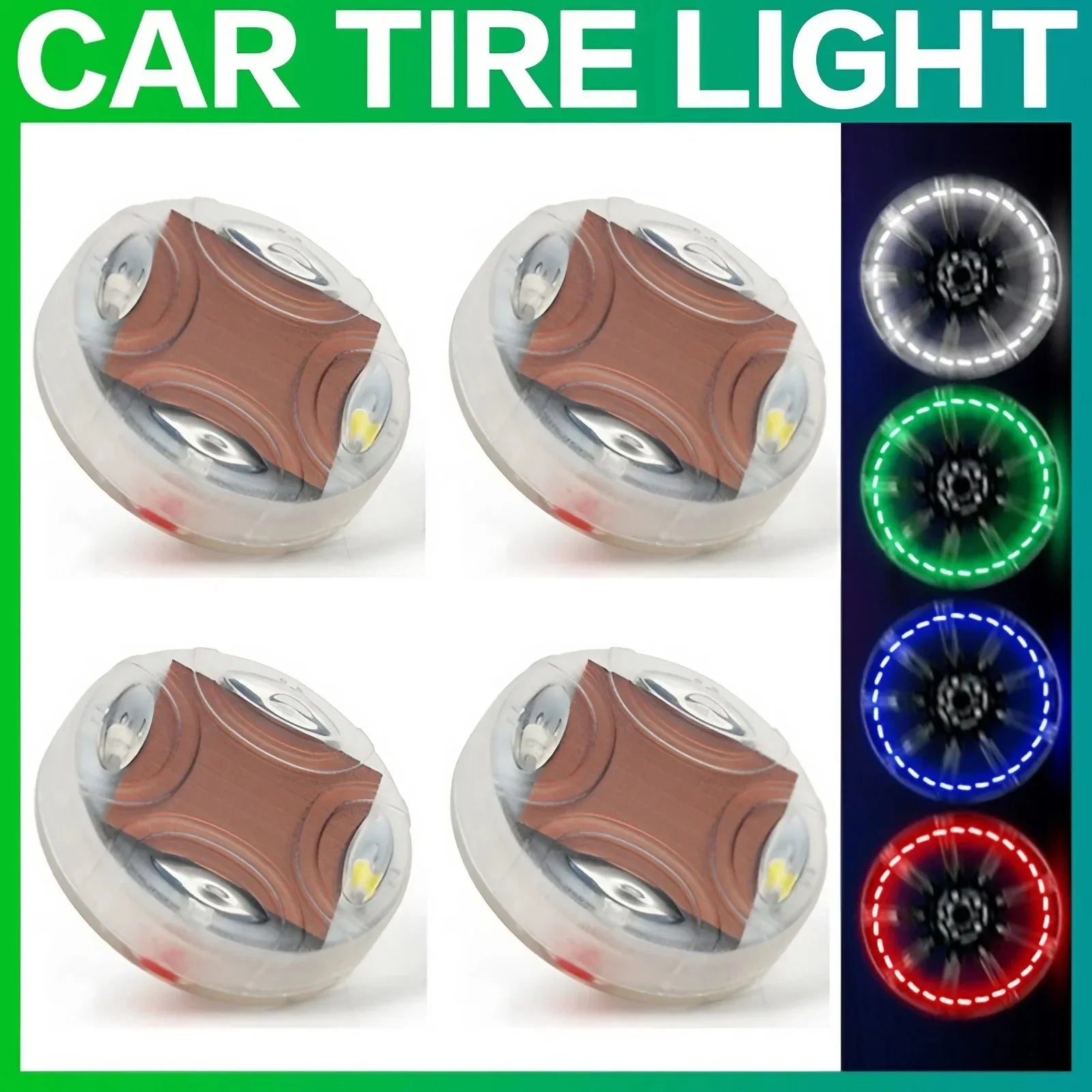 4 LED 13 Mode Car Auto Waterproof Solar Energy Flash Wheel Tire Rim Led Light Lamp Color Automobile Burst Flashing LED Amagi