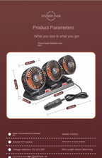 New Car Fan 360° Adjustable Triple-Head 12V/24V USB Powerful Cooling Circulation Ideal for Vehicle Comfort on Long Drives amagi