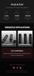 IP68 Waterproof RJ45 Ethernet Coupler, Cat6A Shielded 10Gbps Network Cable Extender for Outdoor LAN and Security Camera