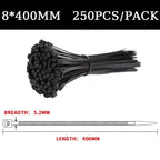 Heavy Duty Self-Locking Nylon Cable Ties 5x200 5x500mm Black, Weatherproof Zip Ties for Electrical Industrial Home Use,Bulk Pack