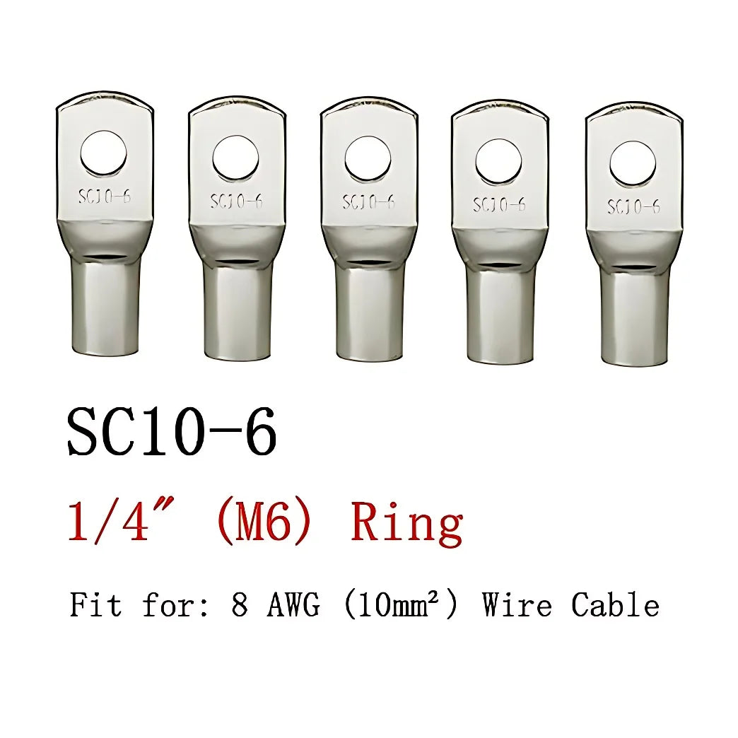 100pcs Copper Lug Ring Wire Connectors Cable Electric Crimp Terminal SC6-6 SC6-8 SC10-6 SC10-8 SC16-6 SC16-10 SC25-6 SC25-12