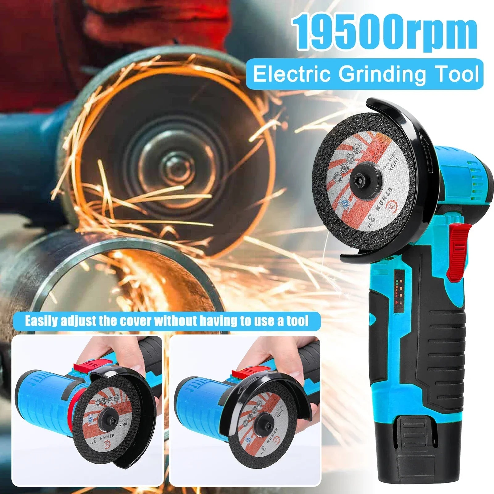12V Cordless Electric Angle Grinder 19500rpm Lithium Battery Mini Polishing Grinding Machine Diamond Cutting Power Grinder Amagi