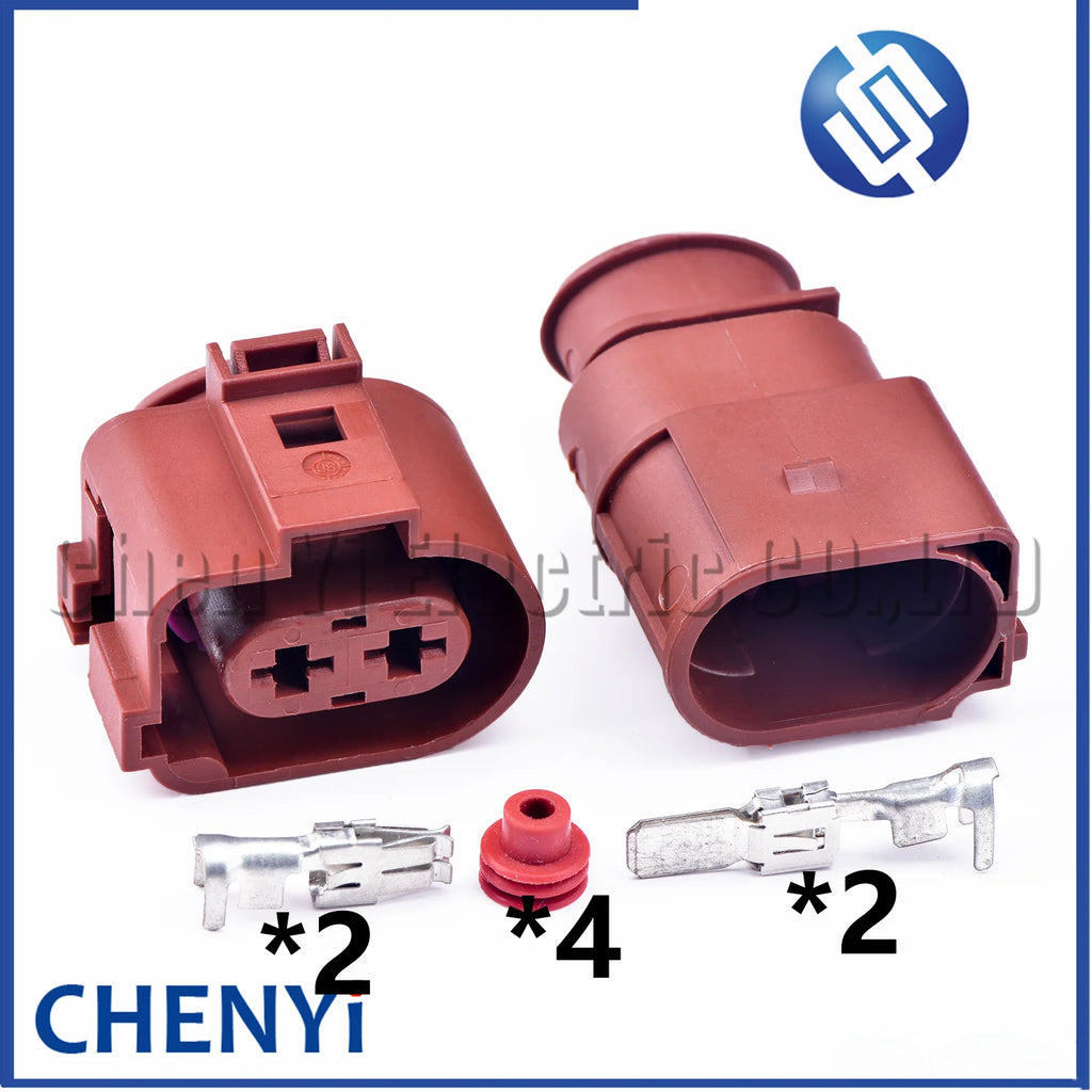 2 Pin 6.3mm series Automotive Waterproof Fan Connector Brake pump plug Socket 3B0973852A 3B0973752A 3B0 973 852A