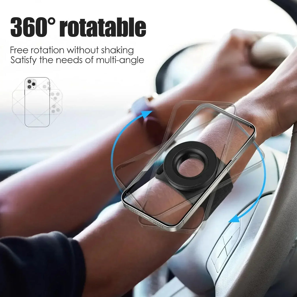Strong Magnetic Suction Phone Holder with Wrist Strap Arm Mount for IPhone 12-16 Pro Max Samsung Mobile Bracket Amagi