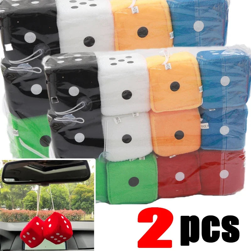 Car Plush Dice Pendant New Year Dice Velvet Dice Model Auto Rear View Mirror Pendant Cubes Decoration Cars Styling Parts Amagi