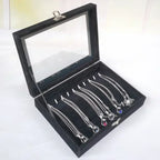 Black Jewelry Box Display Case for Rings Bracelets Earrings Necklaces with Lid Dustproof Glass Grid Storage Organizer Amagi