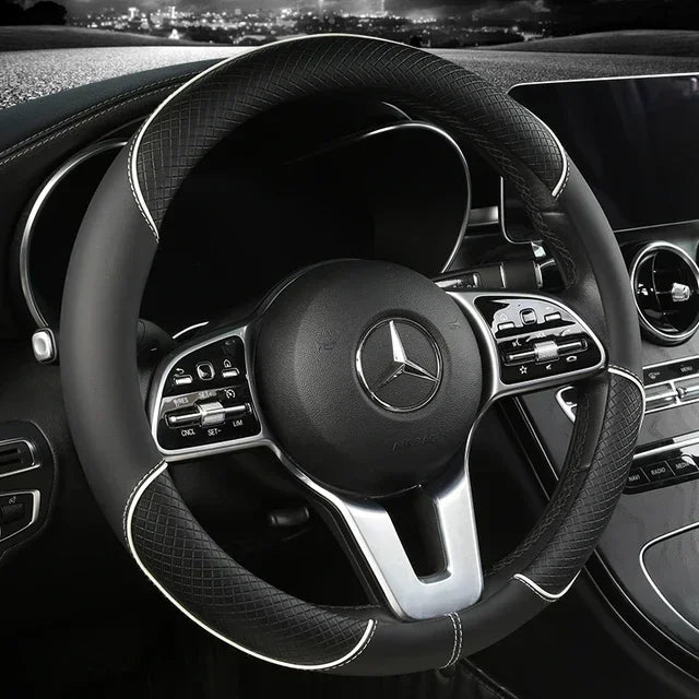 38 Cm/15 Inches Universal Car Faux Leather Steering Wheel Cover Sweat-absorbent And Breathable Handle Interior Upgrade New Amagi