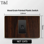 118-Type Retro Wood Grain Wall Plate – Black Plastic Spray-Painted Decorative Panel for Italy Standard Switch & Socket