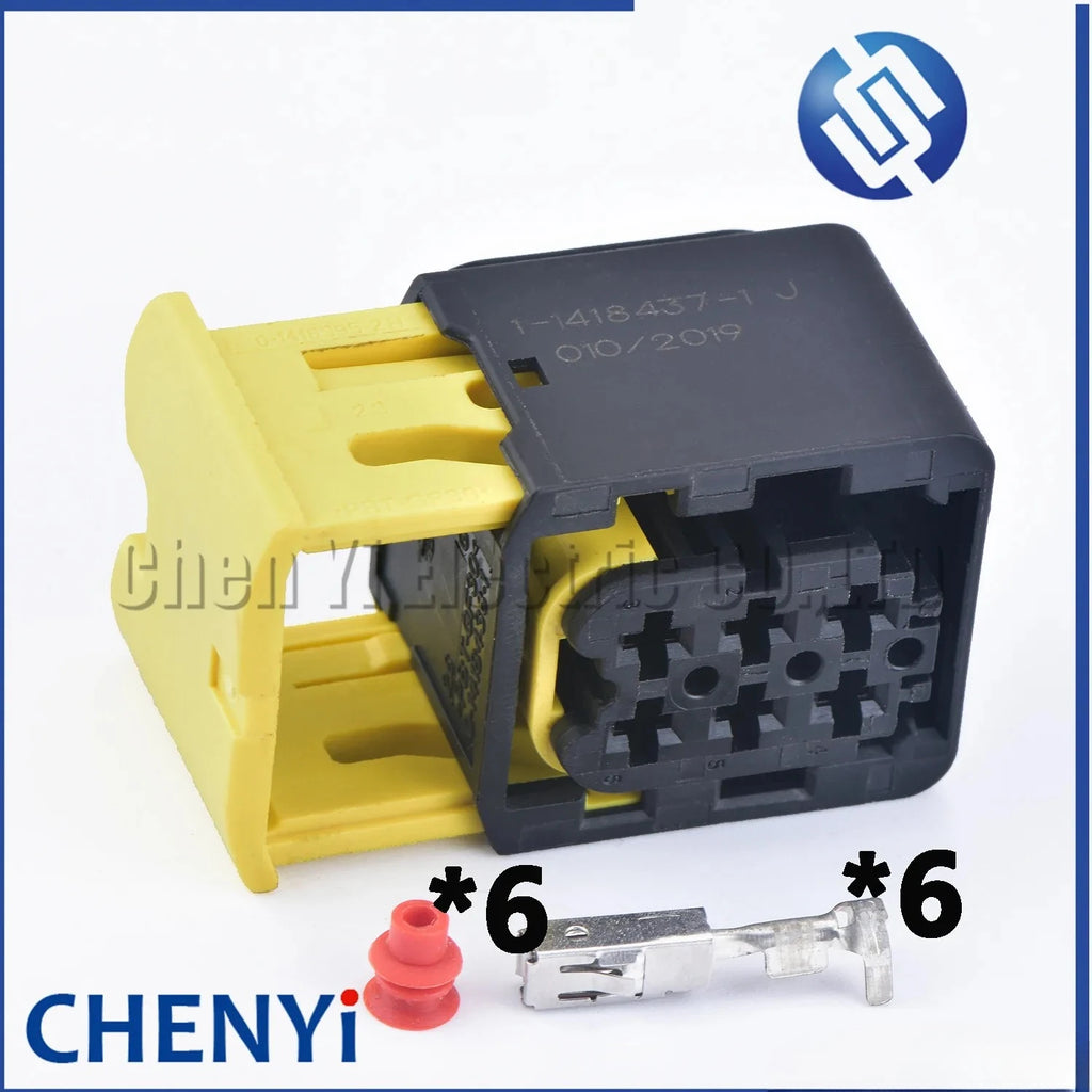 1 Set 6 Pin 2.8mm Series female Black Auto Plastic Housing Electrical Connector Car Cable Harness Socket Auto Parts 1-1418437-1