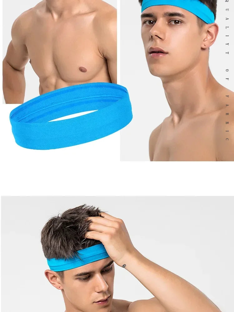 Mens Sports Headband Sweatband Anti-slip Stretch Elastic Outdoor Sport Sweat Headband Women Gym Running Tennis Headwrap Amagi