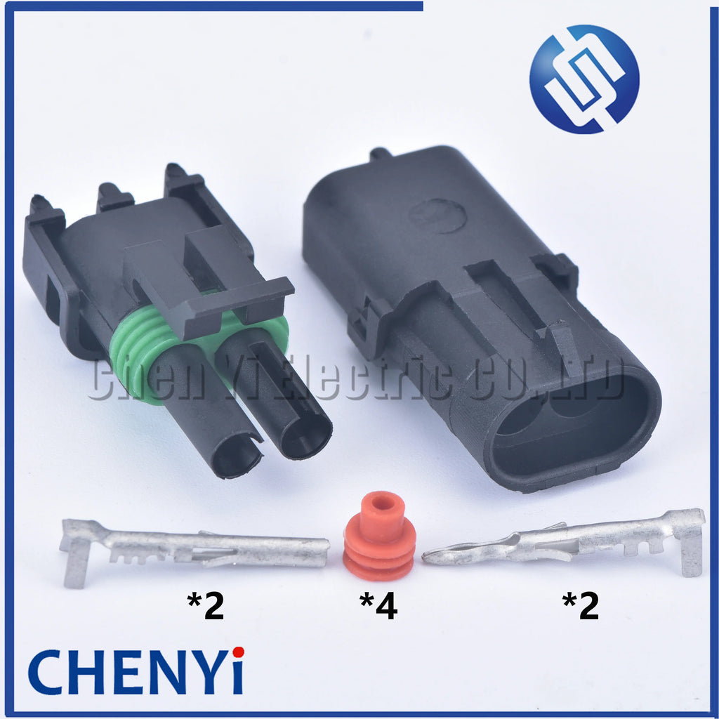 2 pin 2.5 mm Series Female or Male Injector Socket Waterproof Automobile Cable Connector Plug 12015792 12010973