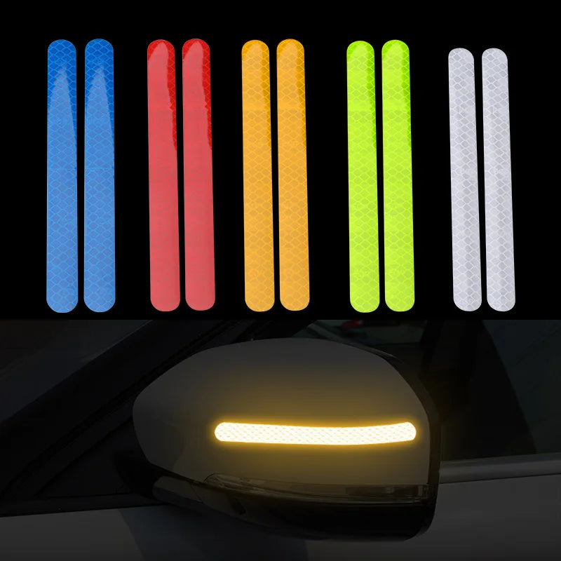 6/2pcs Car Reflective Safety Strip Stickers Car Rearview Mirror Reflective Sticker Reflective Warning Safety Tape Accessories
