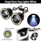 Hot 1Pcs 2.5'' 15W Car White COB LED Projector Angel Eyes Blue Ring DRL Fog Light Lamp