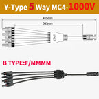 1/5/20/100 Sets DC PV Y Branch Photovoltaic Solar Connector 1000V 30A Male Female 3-Way 4-Way 5-Way Plug 1 To 2/3/4 Adapter