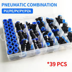 39 PCs/Box Boxed Pneumatic Fittings PU-12/PE-12/PZA-12/PY-12/PV-12 Quick Release Connectors Kit For 4mm Plastic Hose Couplings