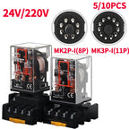 MK2P-I MK3P-I Intermediate Relay, 8/11 Pin Electromagnetic Power Relay with Copper Coil and Silver Contact AC220V DC24V