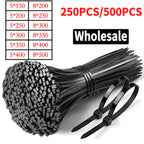 Heavy Duty Self-Locking Nylon Cable Ties 5x200 5x500mm Black, Weatherproof Zip Ties for Electrical Industrial Home Use,Bulk Pack