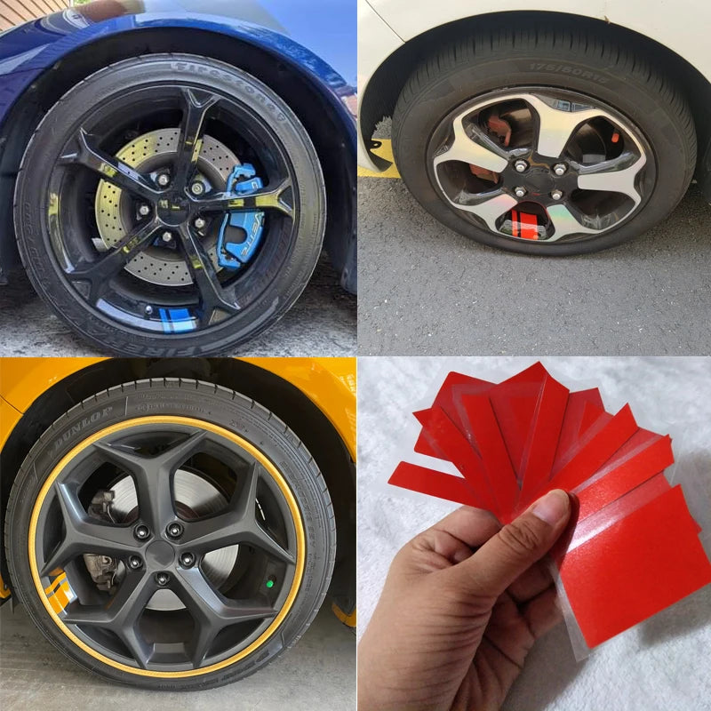 New 1Pcs Car Sticker Reflective Car Wheel Rim Vinyl Warning Stickers Hash Mark Stripe Racing Wheel Hub Decals for Size 16-21"