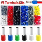 200-1900Pcs E0508/E7508/E1008 Crimp Terminals | Pre-Insulated Ring Connectors for Electrical Wiring & Industrial Use