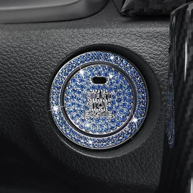 Car One-click Start Button Interior Engine Ignition Start Stop Button Protective Cover Crystal Decoration Car Accessories amagi