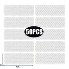 50/10pcs Car Bumper Reflective Stickers Reflective Warning Strip Tape Secure Reflector Stickers Decals Safety Warning 3*8CM
