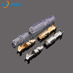 100set of 4.0 male and female bullet heads with protective sleeves, brass natural-color tin-plated docking bullet heads, male