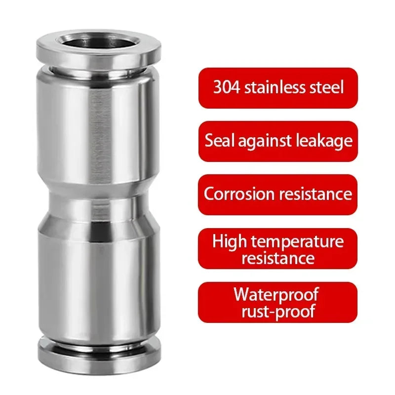 304 Stainless Steel Pneumatic Quick Connect Fitting PG PU 4 6 8 10mm for Air Compressor Gas Pipe Hydraulic Plug-In 10-50PCS