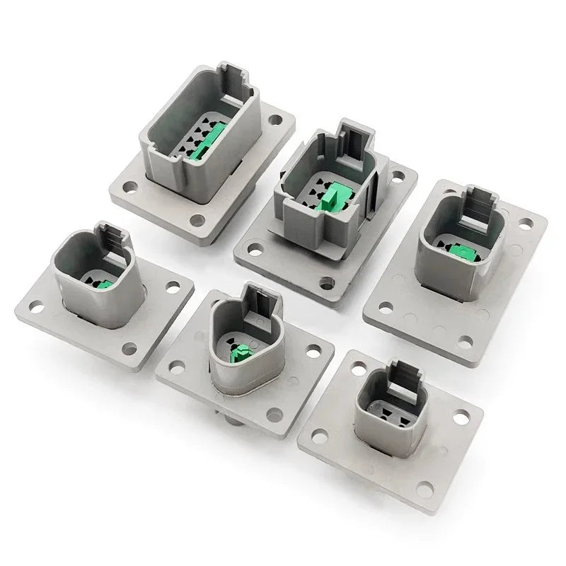 Deutsch DT Series IP68 Waterproof Connector with Fixed Flange Plug DT04-2P/12P for Auto/Truck/Bus Wiring 22-16AWG