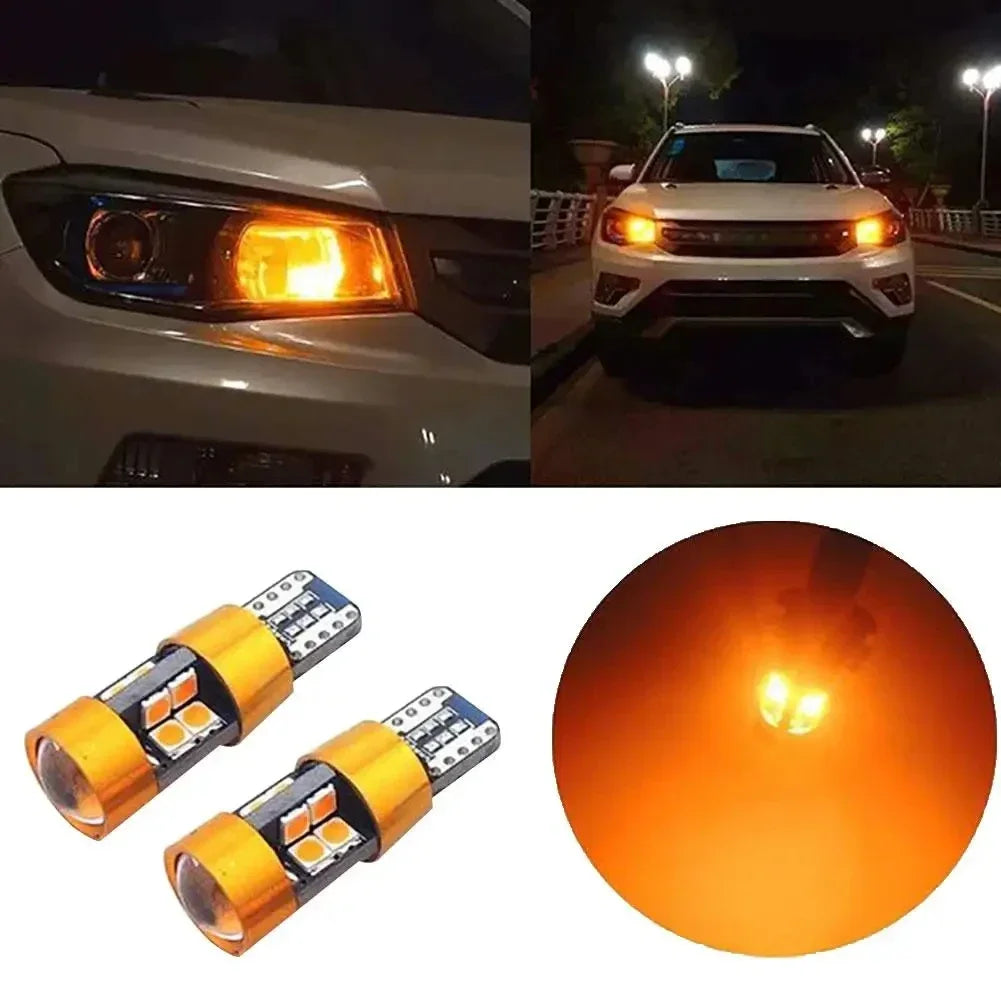 1 Pair Car T10 12V LED Signal Light Orange Amber Light Position Parking City Lights T10 168 194 2825 W5W 19SMD LED Bulb Amagi