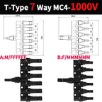 1/5/20/100 Sets PV T Branch Photovoltaic Solar Connector 1000V 30A Male Female 1 To 2/3/4/5/6 PV Plug 2/3/4/5/6IN 1OUT Adapter