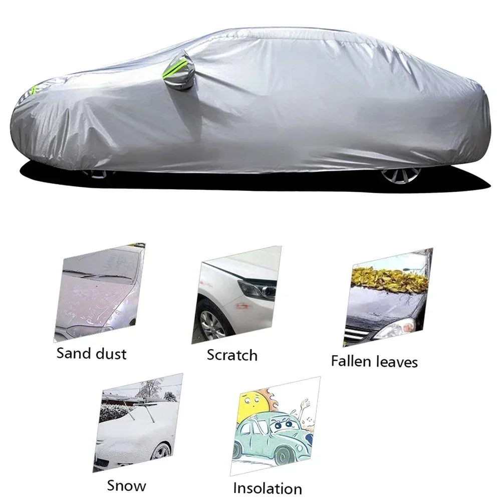 Universal For Audi A3 A4 A5 A6 A7 B7 B8 C5 Q2 Q3 Q5 7 Body Full Covers Black/Silver Outdoor Sun Snow Rain Protection Cover Amagi