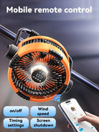 Portable Camping Fan with LED Lantern Outdoor Tent Fan 20000mAh Rechargeable Battery Powered Fan for Camping Motorcycle Amagi