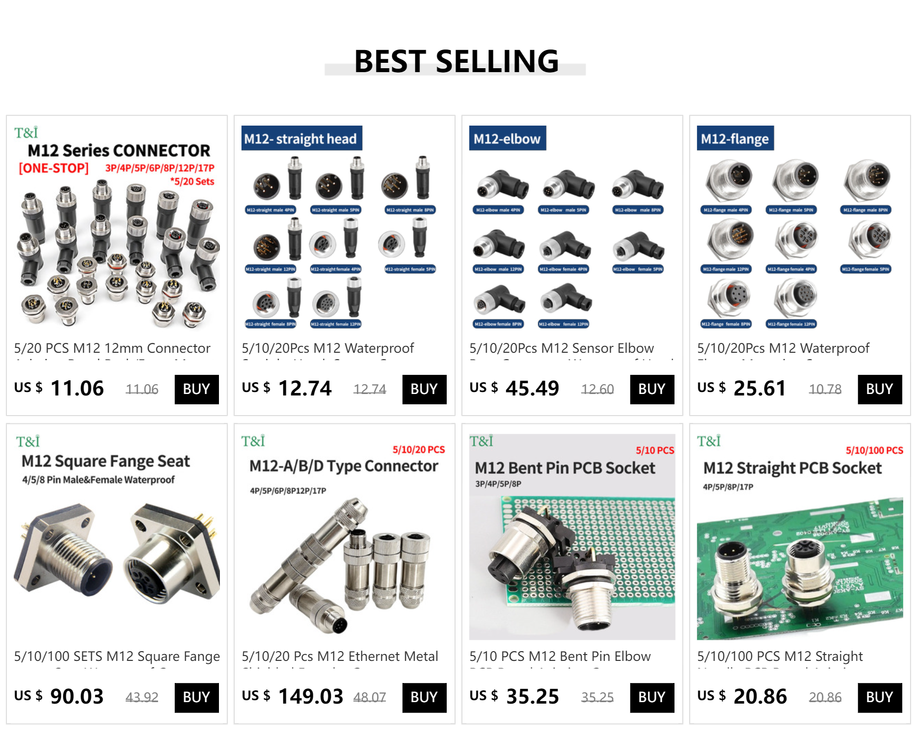 5/20 PCS M12 12mm Connector Aviation Panel Back/Front Mount Flange Socket Sensor Connector IP67 Waterproof Straight/Right Angle