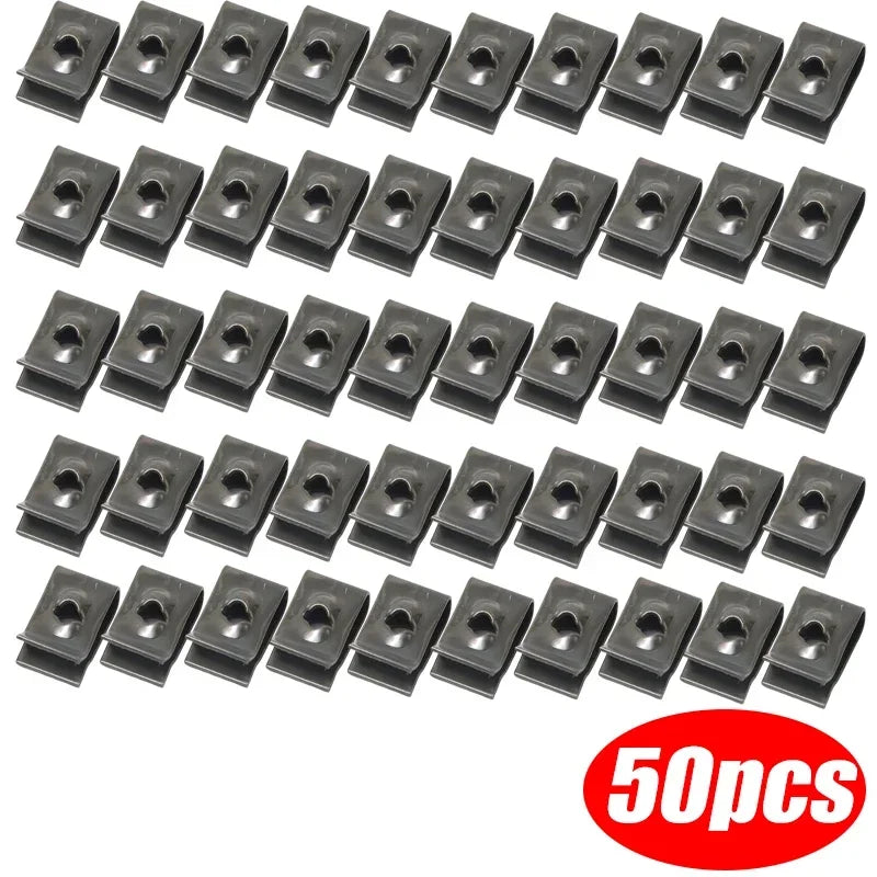 Car Metal Screw Fastener Clips U-Type Clip Anti-rust Iron Sheet Car Motorcycles Screw Buckle Bumper Protection Fastener Clips