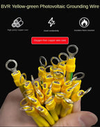 100 PCS Solar Photovoltaic PV Panel Earth Cable BVR 10/12/14 AWG Red Copper Yellow Green Grounding Wire With O Ring Terminal