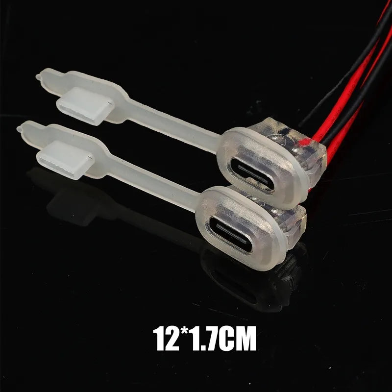 2pin USB Type C 3A Input Type Charging Socket with LED Lights Plate Waterproof Power Port TYPE-C Female Connector Jack
