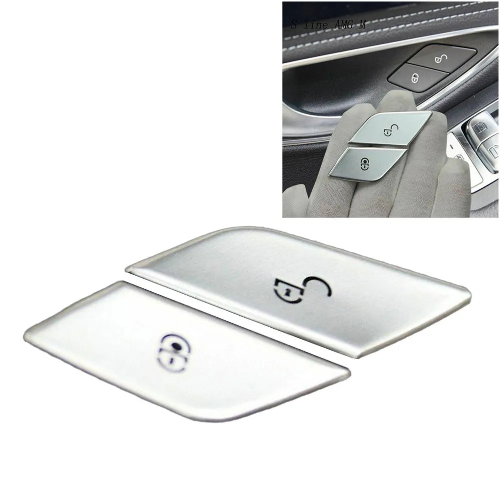 Car Door  Lock Switch  Button Sticker  For Mercedes C E Class W205 W213 GL Sequins Decoration Cover Trim Lock Switch Sticker