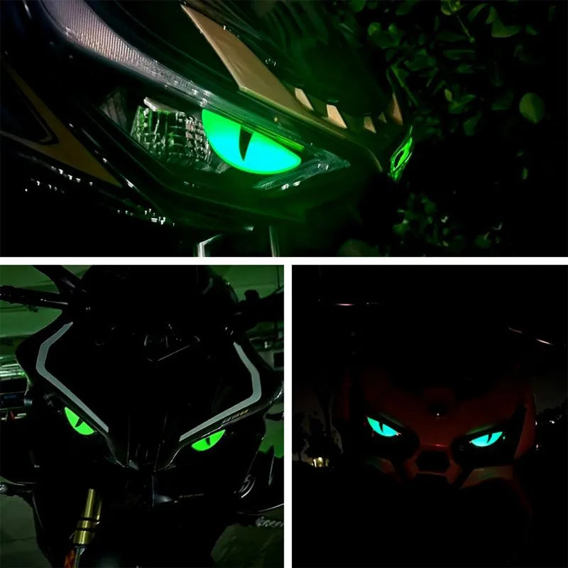 Compact Night Light 3D Devil Eye Stickers Motorcycle Electric Scooter Modified Decorative Front Stickers Windshield Stickers