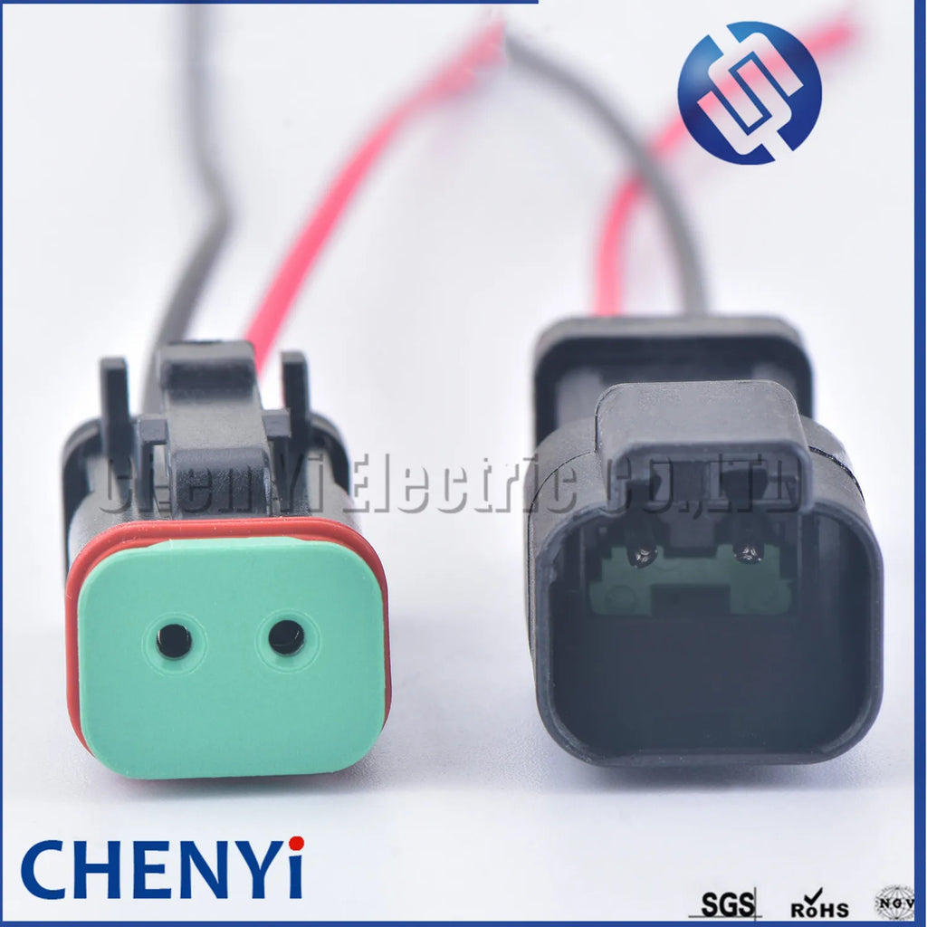 Deutsch DT series black 2 Pin Auto Waterproof Connector excavator headlight boom light Wire Harness pigtail Plug DT06-2S DT04-2P