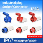 Industrial IP67 Plug 3/4/5 Pin 125A Waterproof Dustproof Socket Male and Female Wall Mounted Panel Concealed Conductor 380V 415V