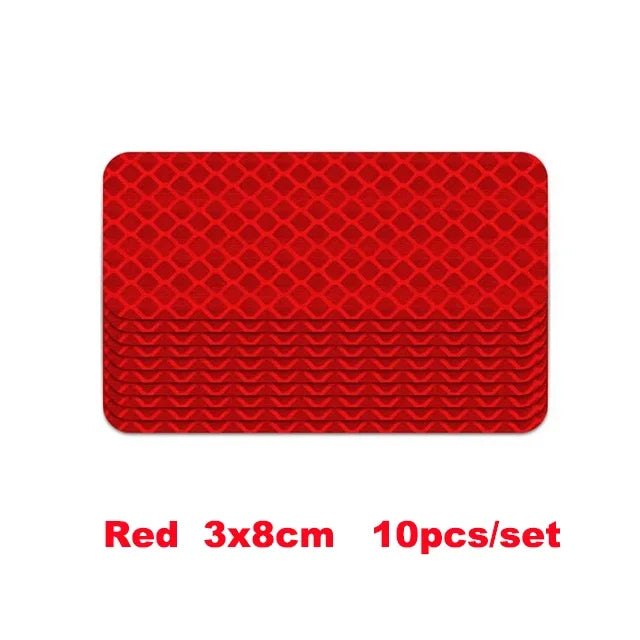 10pcs Car Bumper Reflective Stickers Reflective Warning Strip Tape Secure Reflector Stickers Decals Accessories