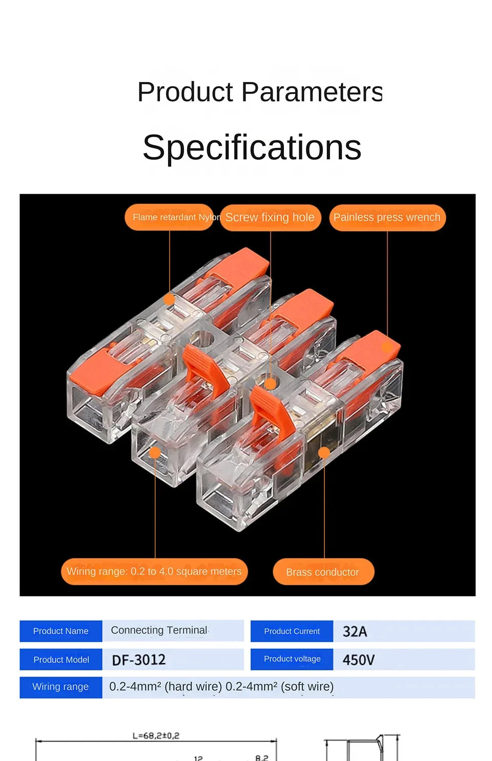 2-12 Pin Screw Fixation Quick Press Electrical Docking Terminal | Compact Push-in Wire Connector Terminal Block